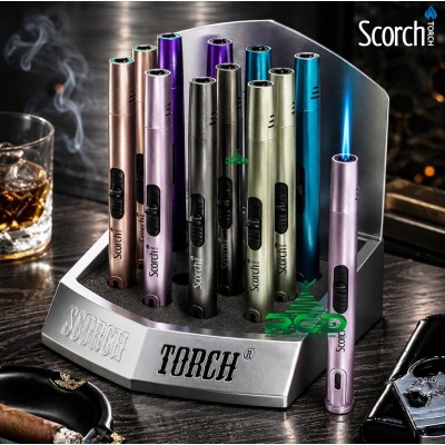SCORCH TORCH SINGLE FLAME PENCIL W/ SEE THRU ASST. COLORS - 12CT/ DISPLAY